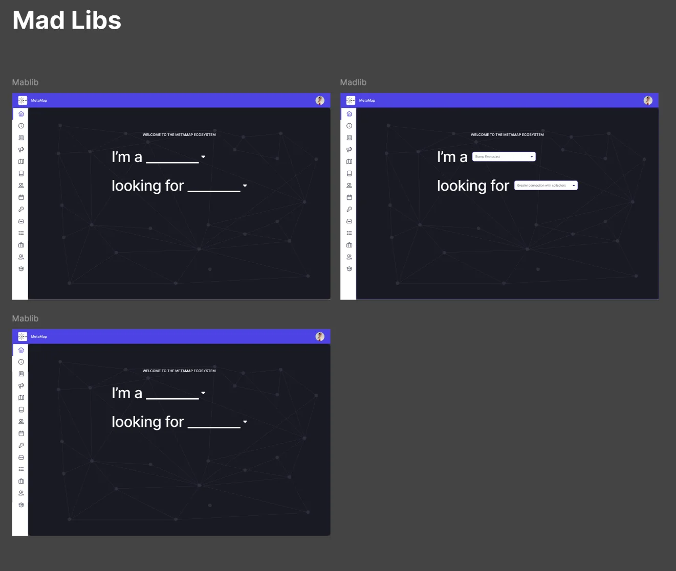 Examples early wireframes