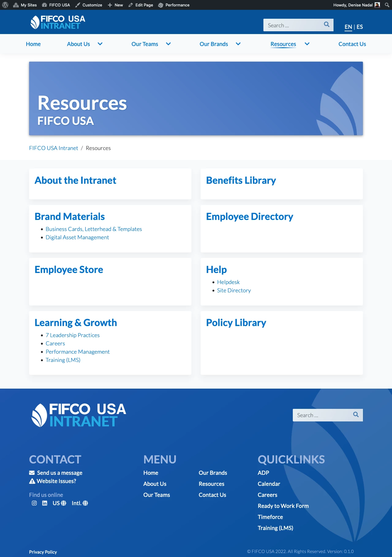 Resources page - Desktop size
